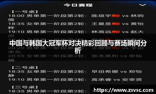 中国与韩国大冠军杯对决精彩回顾与赛场瞬间分析